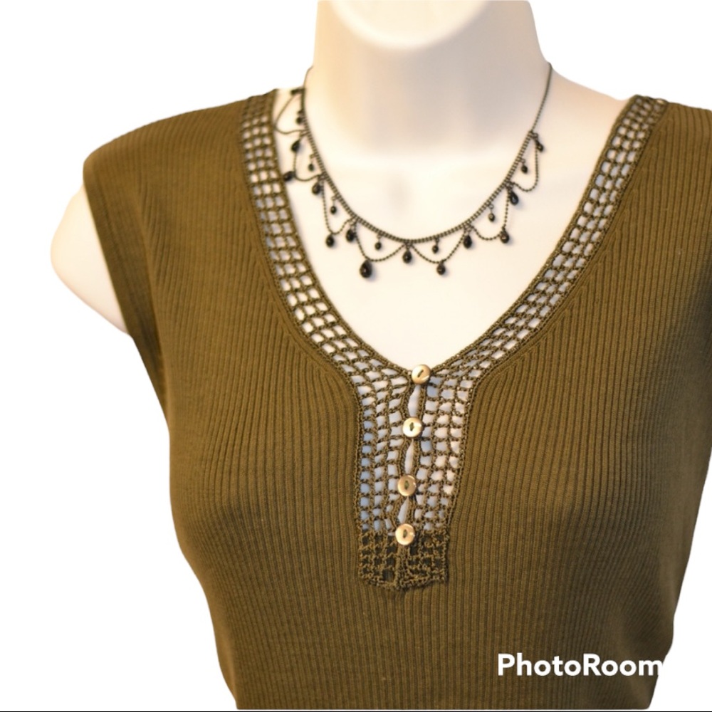 Jones New York Sleeveless Silk NWT XL Ribbed career Dressy Top stunning